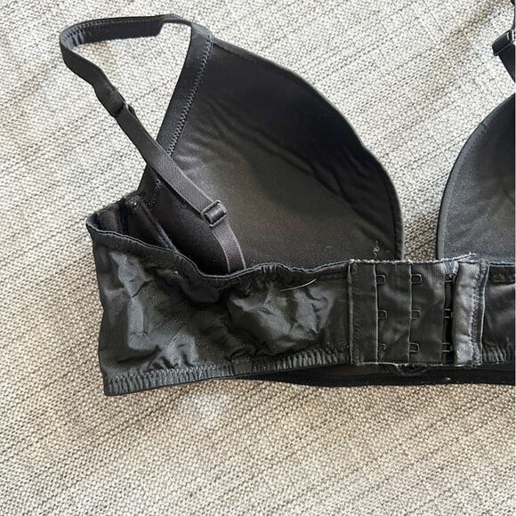 Tezenis Black Padded Underwire Bra Adjustable Straps Plunge Size 36B - Picture 3 of 5